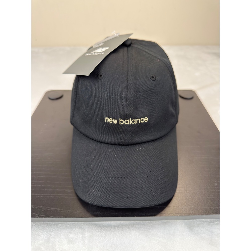New Balance Mens Adjustable Baseball Hat Cap Black Gold Embroidered OSFM NEW